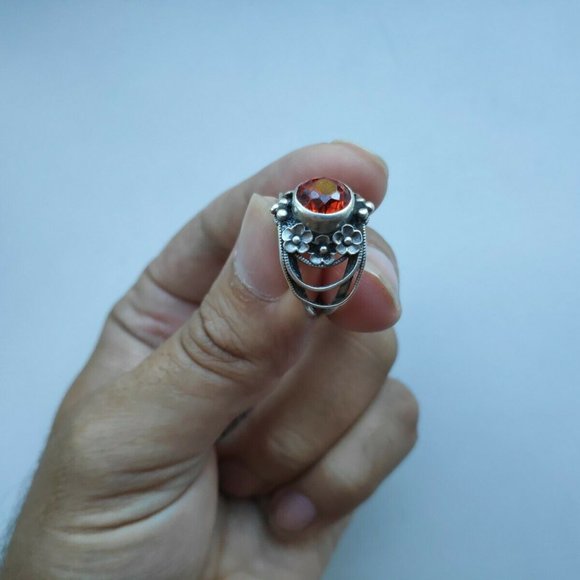 USSR SILVER 875 RING WITH ORANGE SPESSARTINE - Picture 5 of 11